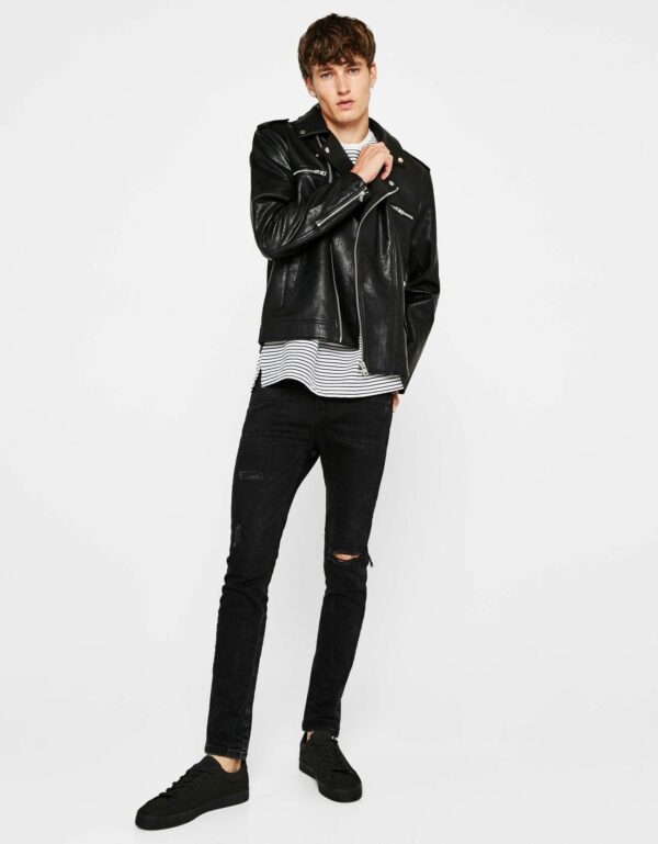 Faux Leather Biker Jacket - Image 5