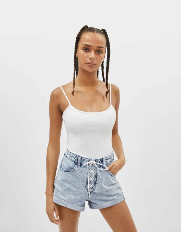 Tie-up Denim Shorts - Image 2